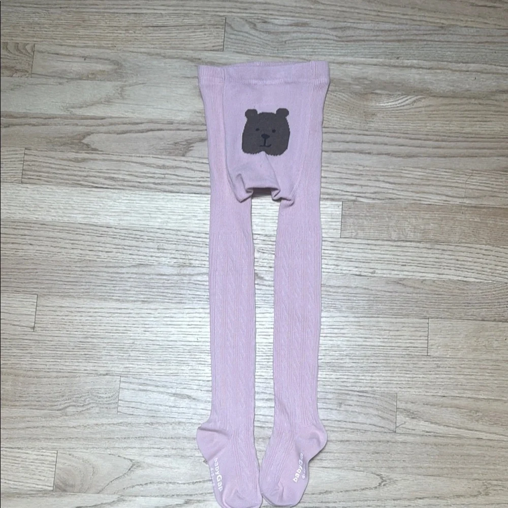 Baby Gap Tights Bear Face Bottom Pink
